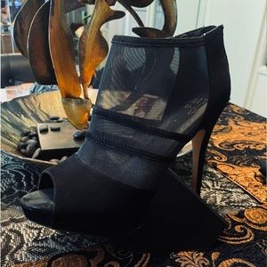 ❤️ Faux suede JET BLACK women high heel stiletto sandals FITS 11.5 M